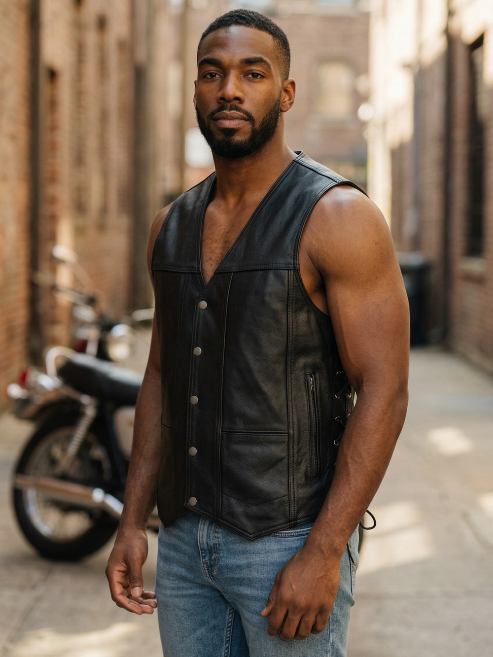 Dream Apparel/Men’s Soft Plain Naked Cowhide Leather Motorcycle Vest/SIZE: 58